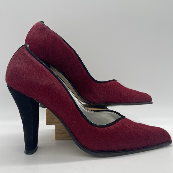 Vintage Sergio Zelcer Spanish Leather Womens 8 Heels Red Leather Cow Hide Shoes - Picture 2 of 13